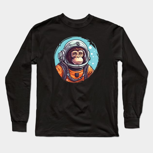 Chimp in Space - For Chimpanzee and Space Fans Long Sleeve T-Shirt by Graphic Duster